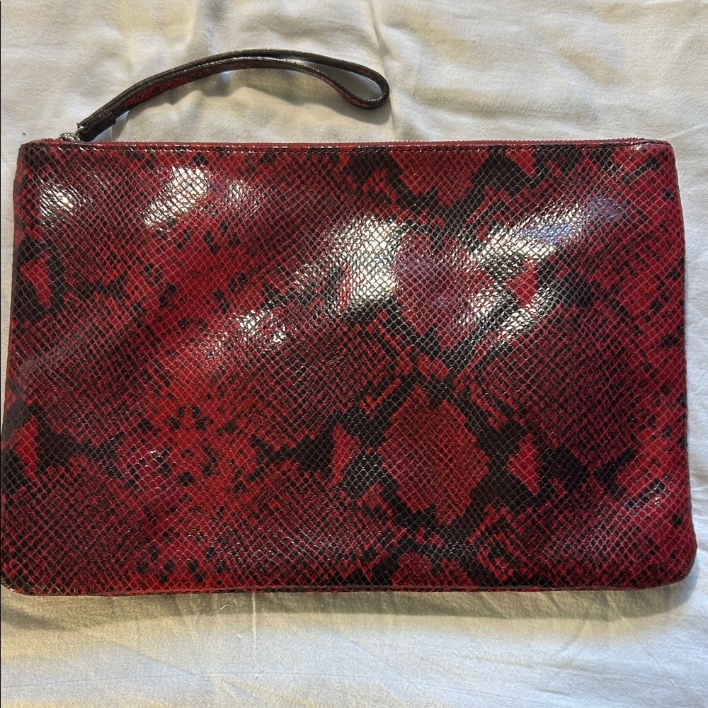 Banana Republic Red and Black Snakeskin Accent Bag
